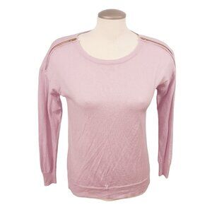 J Crew Merino Wool Sweater Womens Small Zip Shoulder Sweater Pastel Lilac Purple